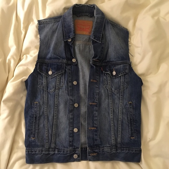 levi's black denim vest mens